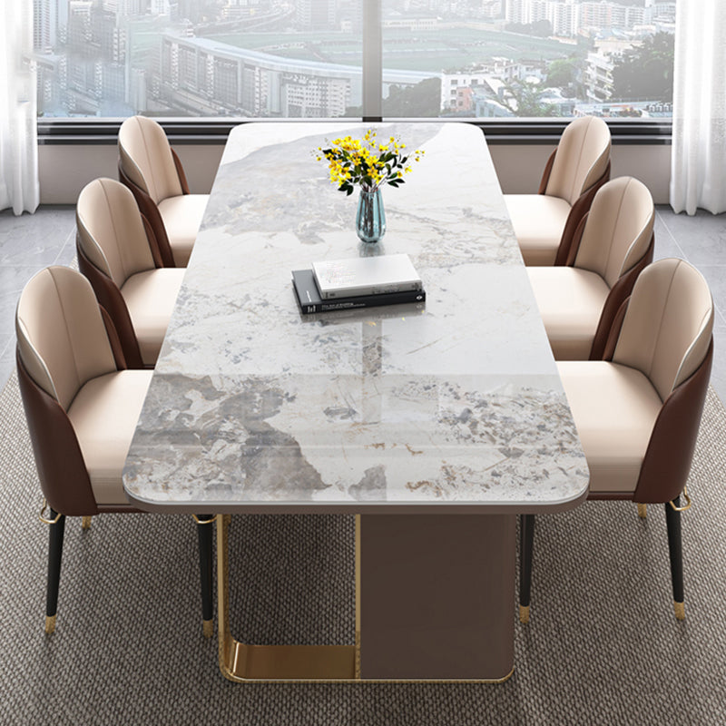 Glam Rectangle 1/4/5/6/7/9 Pieces Dining Table Set Indoor Gold Dinette Set 7 Pieces: Table, 6 Chairs Clearhalo 'Dining Room Sets' 'Dining Tables & Seating' 'dining_room_set' 'furn' 'furn_dining_room_set' 'Furniture' 'Kitchen & Dining Furniture' 5796096