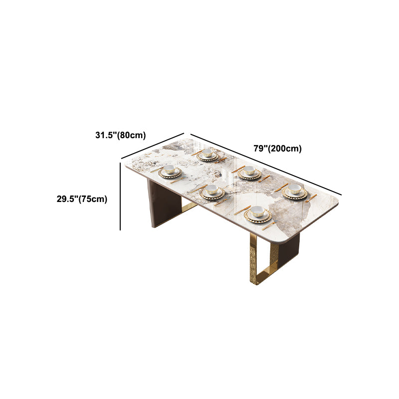 Glam Rectangle 1/4/5/6/7/9 Pieces Dining Table Set Indoor Gold Dinette Set Clearhalo 'Dining Room Sets' 'Dining Tables & Seating' 'dining_room_set' 'furn' 'furn_dining_room_set' 'Furniture' 'Kitchen & Dining Furniture' 5796103