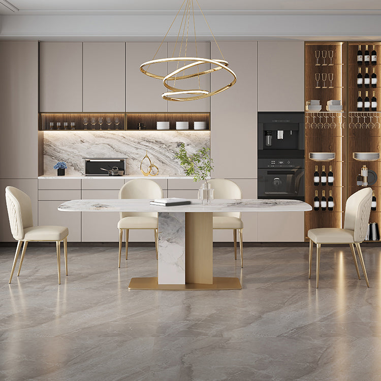 Modern Dining Furniture Set 1/4/5/7 Pcs Sintered Stone Dining Table with Chairs 5 Pieces: Table, 4 Chairs Clearhalo 'Dining Room Sets' 'Dining Tables & Seating' 'dining_room_set' 'furn' 'furn_dining_room_set' 'Furniture' 'Kitchen & Dining Furniture' 5796105