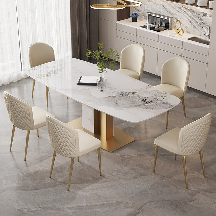 Modern Dining Furniture Set 1/4/5/7 Pcs Sintered Stone Dining Table with Chairs 7 Pieces: Table, 6 Chairs Clearhalo 'Dining Room Sets' 'Dining Tables & Seating' 'dining_room_set' 'furn' 'furn_dining_room_set' 'Furniture' 'Kitchen & Dining Furniture' 5796107