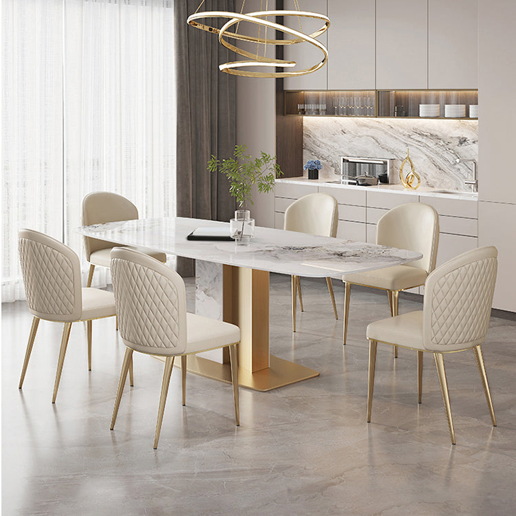 Modern Dining Furniture Set 1/4/5/7 Pcs Sintered Stone Dining Table with Chairs Clearhalo 'Dining Room Sets' 'Dining Tables & Seating' 'dining_room_set' 'furn' 'furn_dining_room_set' 'Furniture' 'Kitchen & Dining Furniture' 5796108