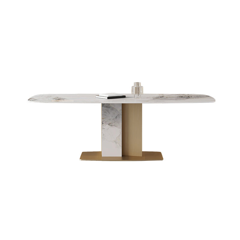 Modern Dining Furniture Set 1/4/5/7 Pcs Sintered Stone Dining Table with Chairs White 70.9"L x 35.4"W Clearhalo 'Dining Room Sets' 'Dining Tables & Seating' 'dining_room_set' 'furn' 'furn_dining_room_set' 'Furniture' 'Kitchen & Dining Furniture' 5796110