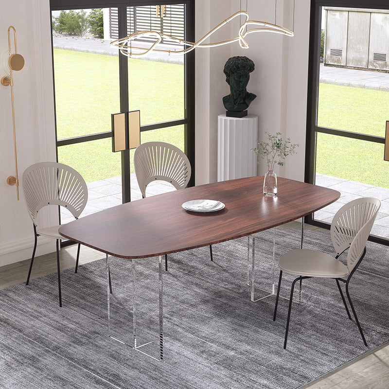 Contemporary Dining Set 1/2/4/5/6/7 Pcs Rectangle Dining Table with Windsor Chairs 4 Pieces: Table, 3 Chairs Clearhalo 'Dining Room Sets' 'Dining Tables & Seating' 'dining_room_set' 'furn' 'furn_dining_room_set' 'Furniture' 'Kitchen & Dining Furniture' 5796153