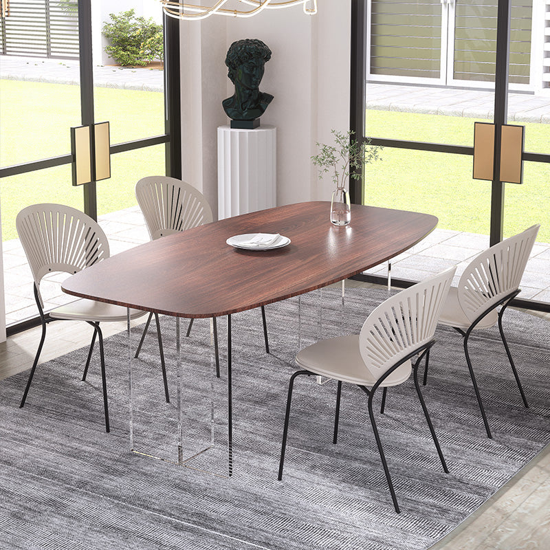 Contemporary Dining Set 1/2/4/5/6/7 Pcs Rectangle Dining Table with Windsor Chairs 5 Pieces: Table, 4 Chairs Clearhalo 'Dining Room Sets' 'Dining Tables & Seating' 'dining_room_set' 'furn' 'furn_dining_room_set' 'Furniture' 'Kitchen & Dining Furniture' 5796157