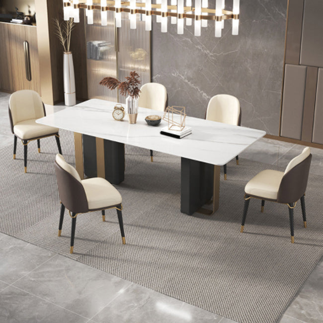 Glam Style Sintered Stone Dining Set Rectangle 1/4/5/6 Pieces Dining Set 6 Pieces: Table, 5 Chairs Clearhalo 'Dining Room Sets' 'Dining Tables & Seating' 'dining_room_set' 'furn' 'furn_dining_room_set' 'Furniture' 'Kitchen & Dining Furniture' 5796174