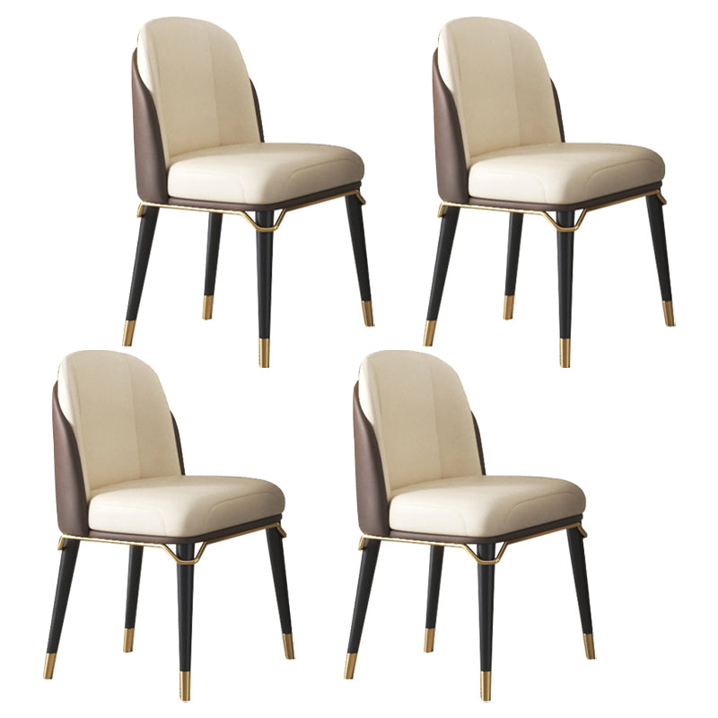Glam Style Sintered Stone Dining Set Rectangle 1/4/5/6 Pieces Dining Set 4 Beige Chairs Clearhalo 'Dining Room Sets' 'Dining Tables & Seating' 'dining_room_set' 'furn' 'furn_dining_room_set' 'Furniture' 'Kitchen & Dining Furniture' 5796175