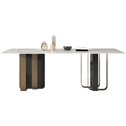 Glam Style Sintered Stone Dining Set Rectangle 1/4/5/6 Pieces Dining Set Clearhalo 'Dining Room Sets' 'Dining Tables & Seating' 'dining_room_set' 'furn' 'furn_dining_room_set' 'Furniture' 'Kitchen & Dining Furniture' 5796179