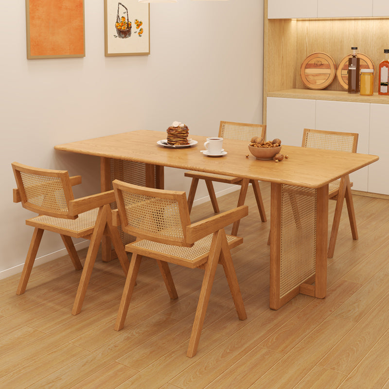 Modern Dining Set 1/2/4/5 Pcs Solid Wood Dining Table and Armless Chairs 5 Pieces: Table, 4 Chairs Clearhalo 'Dining Room Sets' 'Dining Tables & Seating' 'dining_room_set' 'furn' 'furn_dining_room_set' 'Furniture' 'Kitchen & Dining Furniture' 5796211