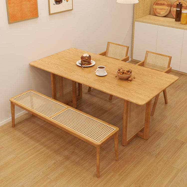 Modern Dining Set 1/2/4/5 Pcs Solid Wood Dining Table and Armless Chairs 4 Pieces: Table, 2 Chairs, 1 Bench Clearhalo 'Dining Room Sets' 'Dining Tables & Seating' 'dining_room_set' 'furn' 'furn_dining_room_set' 'Furniture' 'Kitchen & Dining Furniture' 5796214