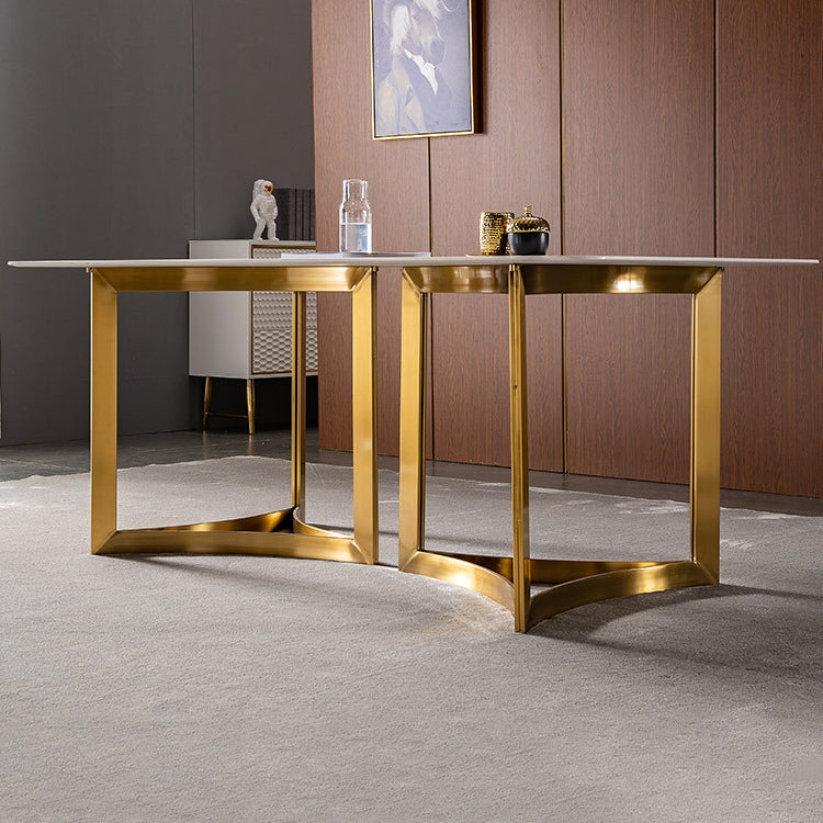 Glam weiß gesinterte Stein Esstisch Set 1