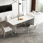 Modern Style Sintered Stone Dining Table Set White 1/4/6/7/8 Pieces Dining Set 6 Pieces: Table, 5 Chairs Clearhalo 'Dining Room Sets' 'Dining Tables & Seating' 'dining_room_set' 'furn' 'furn_dining_room_set' 'Furniture' 'Kitchen & Dining Furniture' 5796251