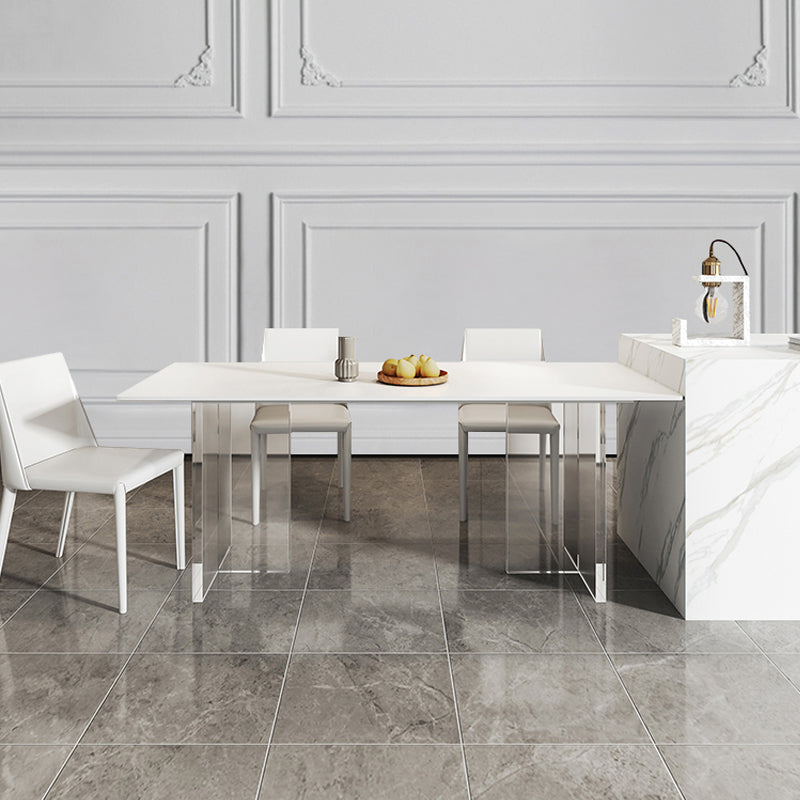 Modern Style Sintered Stone Dining Table Set White 1/4/6/7/8 Pieces Dining Set 4 Pieces: Table, 3 Chairs Clearhalo 'Dining Room Sets' 'Dining Tables & Seating' 'dining_room_set' 'furn' 'furn_dining_room_set' 'Furniture' 'Kitchen & Dining Furniture' 5796254