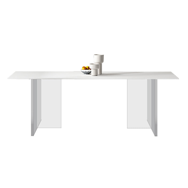 Modern Style Sintered Stone Dining Table Set White 1/4/6/7/8 Pieces Dining Set White 70.9"L x 35.4"W Clearhalo 'Dining Room Sets' 'Dining Tables & Seating' 'dining_room_set' 'furn' 'furn_dining_room_set' 'Furniture' 'Kitchen & Dining Furniture' 5796256