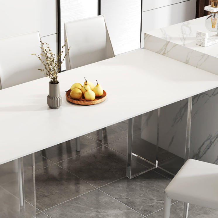 Modern Style Sintered Stone Dining Table Set White 1/4/6/7/8 Pieces Dining Set Clearhalo 'Dining Room Sets' 'Dining Tables & Seating' 'dining_room_set' 'furn' 'furn_dining_room_set' 'Furniture' 'Kitchen & Dining Furniture' 5796257