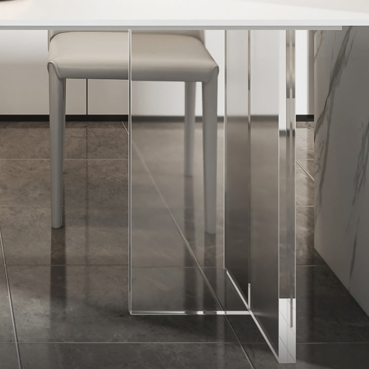 Modern Style Sintered Stone Dining Table Set White 1/4/6/7/8 Pieces Dining Set Clearhalo 'Dining Room Sets' 'Dining Tables & Seating' 'dining_room_set' 'furn' 'furn_dining_room_set' 'Furniture' 'Kitchen & Dining Furniture' 5796259