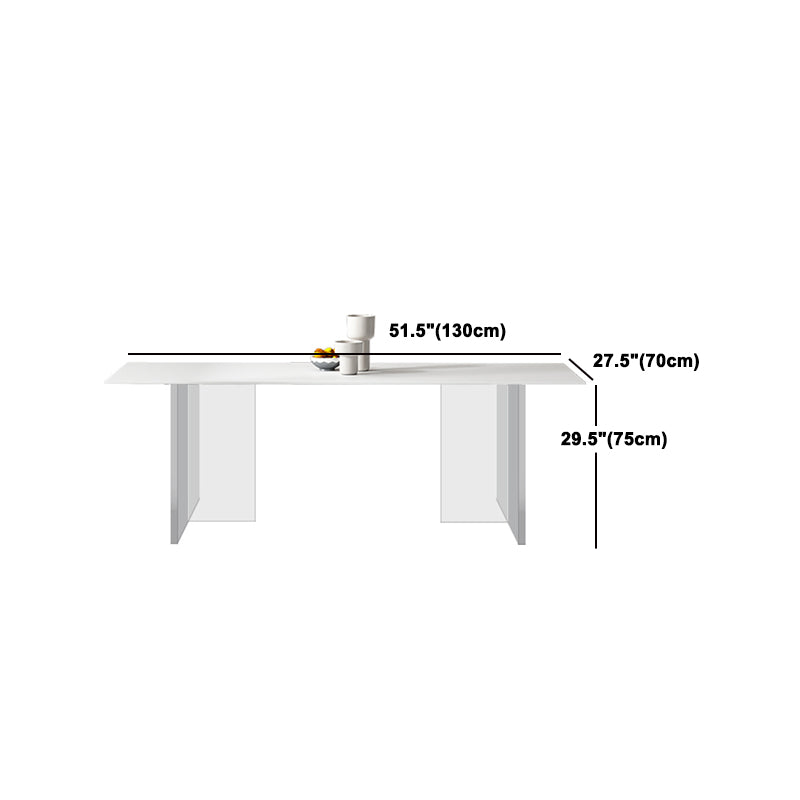 Modern Style Sintered Stone Dining Table Set White 1/4/6/7/8 Pieces Dining Set Clearhalo 'Dining Room Sets' 'Dining Tables & Seating' 'dining_room_set' 'furn' 'furn_dining_room_set' 'Furniture' 'Kitchen & Dining Furniture' 5796262
