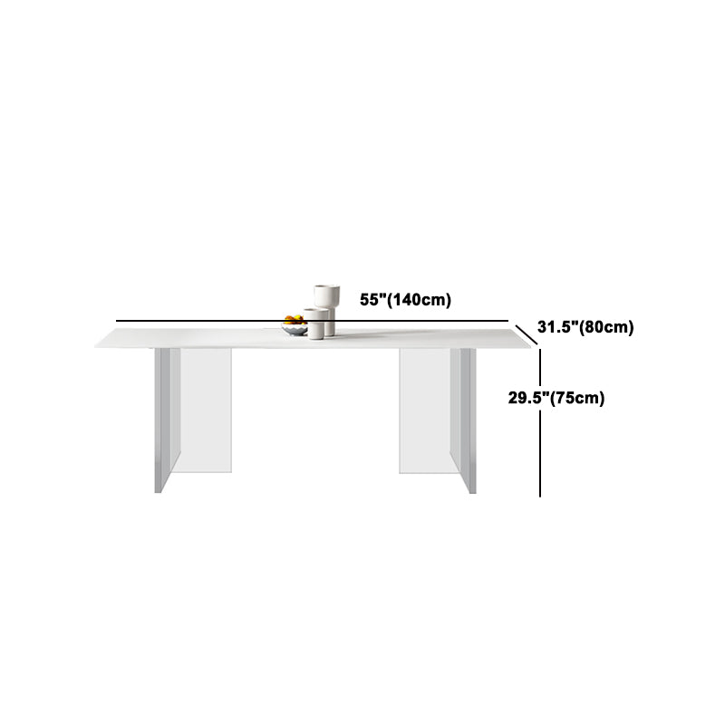 Modern Style Sintered Stone Dining Table Set White 1/4/6/7/8 Pieces Dining Set Clearhalo 'Dining Room Sets' 'Dining Tables & Seating' 'dining_room_set' 'furn' 'furn_dining_room_set' 'Furniture' 'Kitchen & Dining Furniture' 5796263