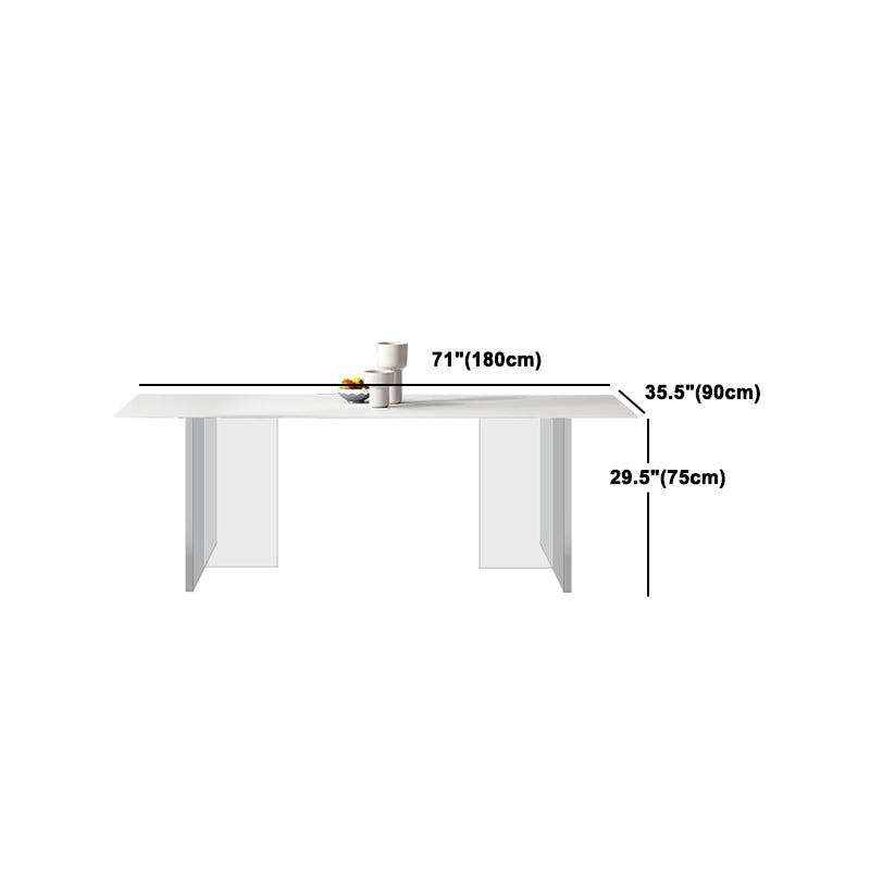 Modern Style Sintered Stone Dining Table Set White 1/4/6/7/8 Pieces Dining Set Clearhalo 'Dining Room Sets' 'Dining Tables & Seating' 'dining_room_set' 'furn' 'furn_dining_room_set' 'Furniture' 'Kitchen & Dining Furniture' 5796265