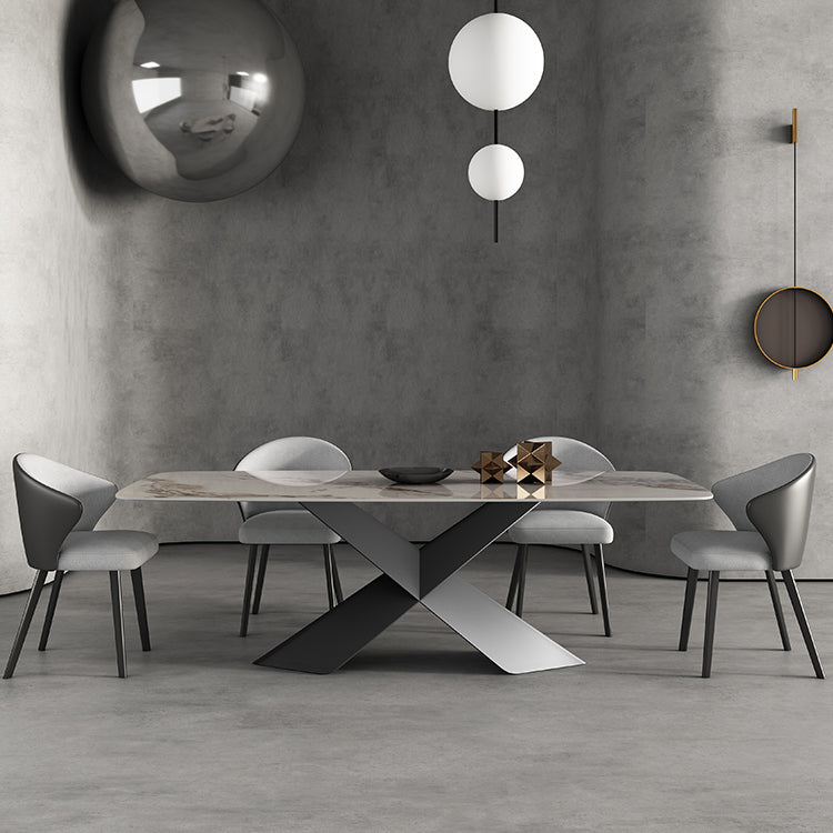 Modern Style Sintered Stone Dining Table Set White 1/4/5/7 Pieces Dining Set for Home Use 5 Pieces: Table, 4 Chairs Clearhalo 'Dining Room Sets' 'Dining Tables & Seating' 'dining_room_set' 'furn' 'furn_dining_room_set' 'Furniture' 'Kitchen & Dining Furniture' 5796267