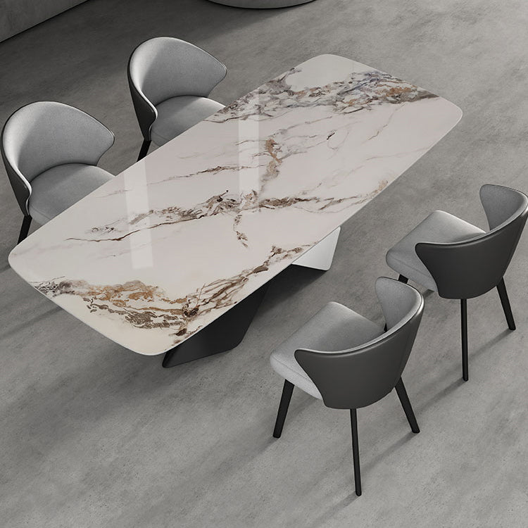 Modern Style Sintered Stone Dining Table Set White 1/4/5/7 Pieces Dining Set for Home Use Clearhalo 'Dining Room Sets' 'Dining Tables & Seating' 'dining_room_set' 'furn' 'furn_dining_room_set' 'Furniture' 'Kitchen & Dining Furniture' 5796270