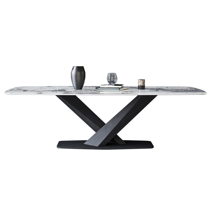 Moderne rechthoek gesinterde stenen dinerset 1/4/5/7 stukken eetgelegenheid