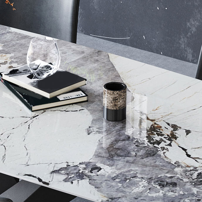 Moderne rechthoek gesinterde stenen dinerset 1/4/5/7 stukken eetgelegenheid