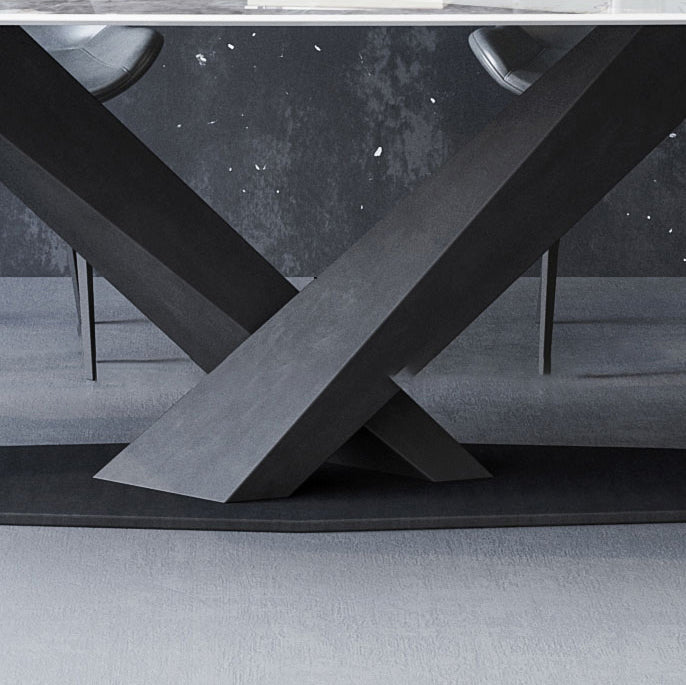 Moderne rechthoek gesinterde stenen dinerset 1/4/5/7 stukken eetgelegenheid