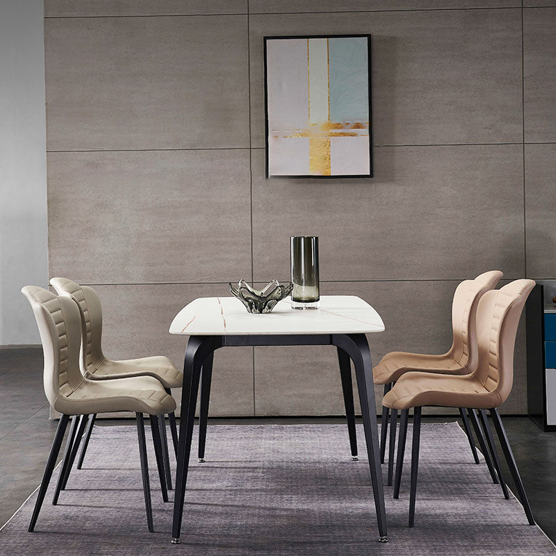 Designer 1/4/5/7 pezzi Set da tavolo da pranzo set di dinette top in pietra bianca