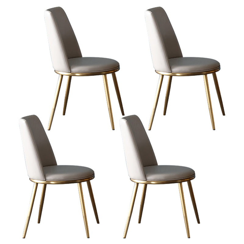 Glam White and Gold Dinette Set 1/4/5/7 Pieces Double Pedestal Dining Table Set 4 Grey Chairs Clearhalo 'Dining Room Sets' 'Dining Tables & Seating' 'dining_room_set' 'furn' 'furn_dining_room_set' 'Furniture' 'Kitchen & Dining Furniture' 5796334