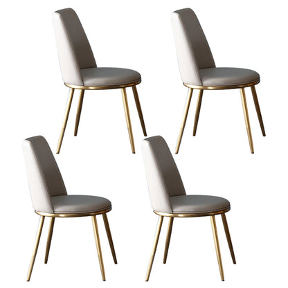 Glam White and Gold Dinette Set 1/4/5/7 Pieces Double Pedestal Dining Table Set 4 Grey Chairs Clearhalo 'Dining Room Sets' 'Dining Tables & Seating' 'dining_room_set' 'furn' 'furn_dining_room_set' 'Furniture' 'Kitchen & Dining Furniture' 5796334