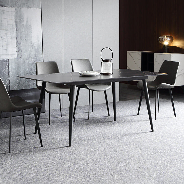 Juego de comedor interior moderno rectangular de piedra negra de 1/4/5/7 piezas