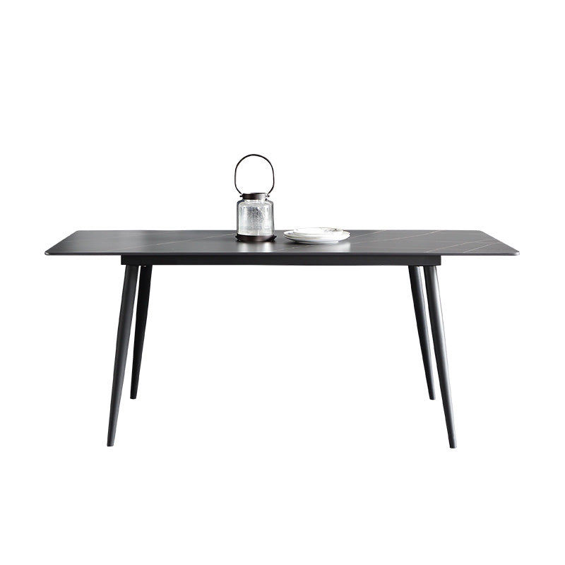 Juego de comedor interior moderno rectangular de piedra negra de 1/4/5/7 piezas