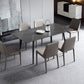 Juego de comedor interior moderno rectangular de piedra negra de 1/4/5/7 piezas