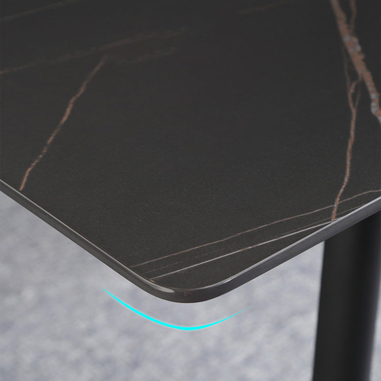 Juego de comedor interior moderno rectangular de piedra negra de 1/4/5/7 piezas