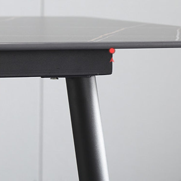 Juego de comedor interior moderno rectangular de piedra negra de 1/4/5/7 piezas