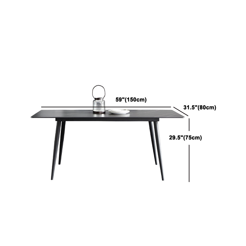 Juego de comedor interior moderno rectangular de piedra negra de 1/4/5/7 piezas