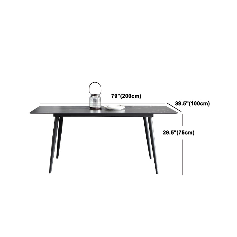 Juego de comedor interior moderno rectangular de piedra negra de 1/4/5/7 piezas