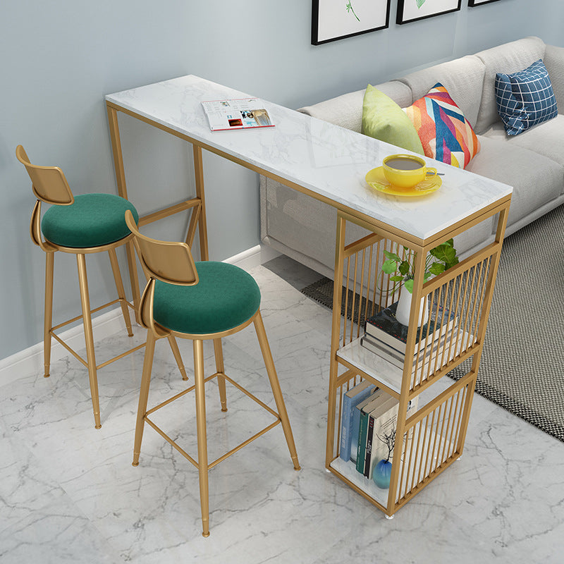 glam1/3ピースバーテーブルセット長方形の大理石のカウンターテーブルが高いスツールと