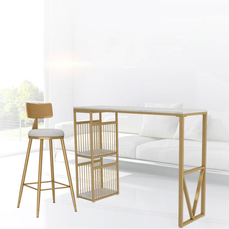 glam1/3ピースバーテーブルセット長方形の大理石のカウンターテーブルが高いスツールと