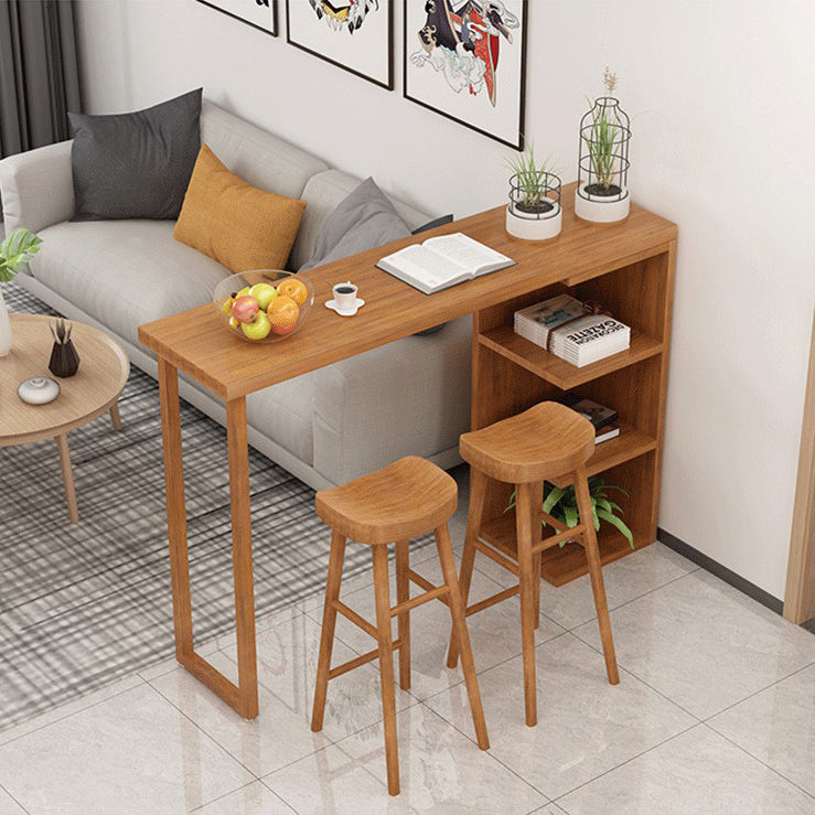 Industrial 1/2/3 Pieces Solid Wood Bar Table Set Fixed Counter Set for Home Use Clearhalo 'Bar Furniture' 'furn' 'furn_home_bar_bar_sets' 'Furniture' 'Home Bars & Bar Sets' 'home_bar_bar_sets' 'Kitchen & Dining Furniture' 5796643