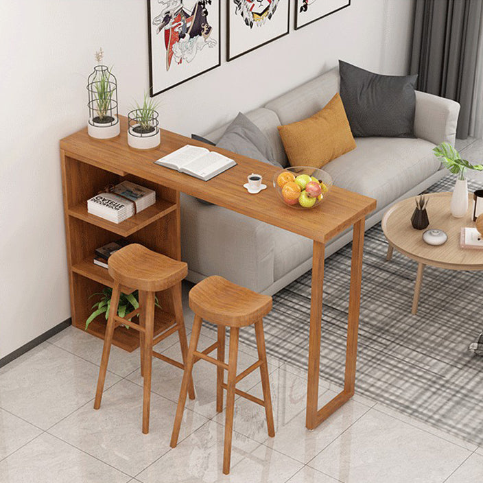 Industrial 1/2/3 Pieces Solid Wood Bar Table Set Fixed Counter Set for Home Use Clearhalo 'Bar Furniture' 'furn' 'furn_home_bar_bar_sets' 'Furniture' 'Home Bars & Bar Sets' 'home_bar_bar_sets' 'Kitchen & Dining Furniture' 5796644