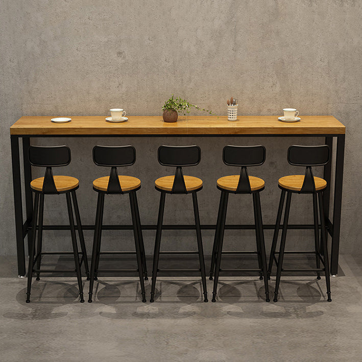 Industrial 1/2/6/11 Pieces Solid Wood Bar Table Set Fixed Counter Set for Home Use Clearhalo 'Bar Furniture' 'furn' 'furn_home_bar_bar_sets' 'Furniture' 'Home Bars & Bar Sets' 'home_bar_bar_sets' 'Kitchen & Dining Furniture' 5796656