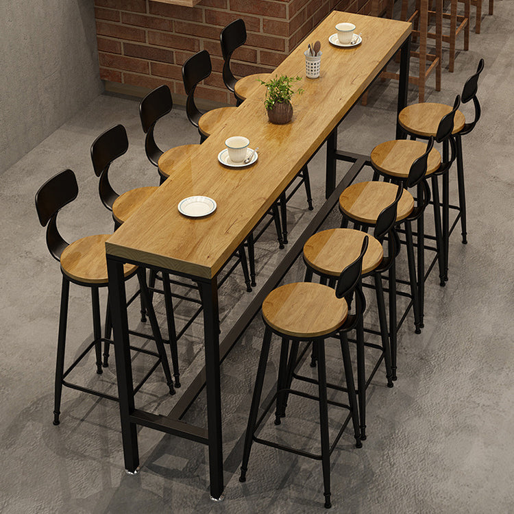 Industrial 1/2/6/11 Pieces Solid Wood Bar Table Set Fixed Counter Set for Home Use Clearhalo 'Bar Furniture' 'furn' 'furn_home_bar_bar_sets' 'Furniture' 'Home Bars & Bar Sets' 'home_bar_bar_sets' 'Kitchen & Dining Furniture' 5796657