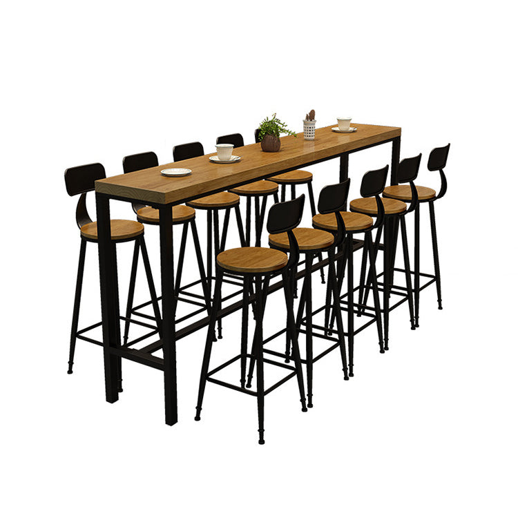 Industrial 1/2/6/11 Pieces Solid Wood Bar Table Set Fixed Counter Set for Home Use Clearhalo 'Bar Furniture' 'furn' 'furn_home_bar_bar_sets' 'Furniture' 'Home Bars & Bar Sets' 'home_bar_bar_sets' 'Kitchen & Dining Furniture' 5796658