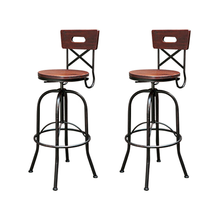 Industrial 1/2/3 Pieces Solid Wood Bar Table Set Adjustable Counter Set for Home Use Dark Brown 33"H Stool (Set of 2) Clearhalo 'Bar Furniture' 'furn' 'furn_home_bar_bar_sets' 'Furniture' 'Home Bars & Bar Sets' 'home_bar_bar_sets' 'Kitchen & Dining Furniture' 5796675