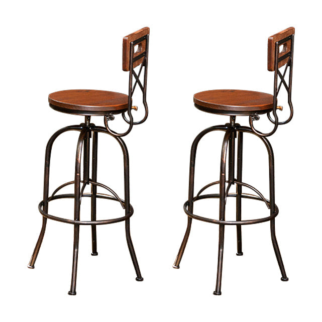 Industrial 1/2/3 Pieces Solid Wood Bar Table Set Adjustable Counter Set for Home Use Brown 33"H Stool (Set of 2) Clearhalo 'Bar Furniture' 'furn' 'furn_home_bar_bar_sets' 'Furniture' 'Home Bars & Bar Sets' 'home_bar_bar_sets' 'Kitchen & Dining Furniture' 5796678