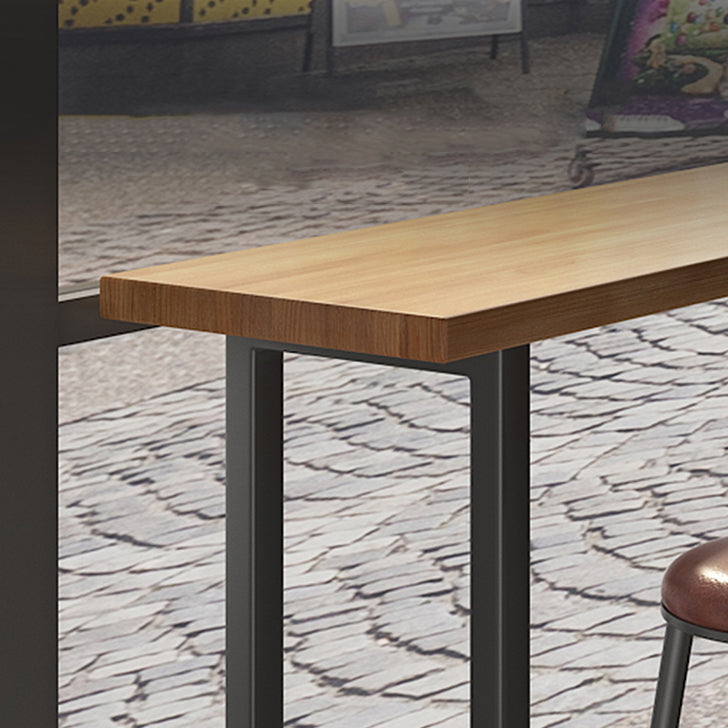 Industrial Bar Table Set 1/7 Pieces Rectangle Pine Wood Counter Table with High Stools Clearhalo 'Bar Furniture' 'furn' 'furn_home_bar_bar_sets' 'Furniture' 'Home Bars & Bar Sets' 'home_bar_bar_sets' 'Kitchen & Dining Furniture' 5796692