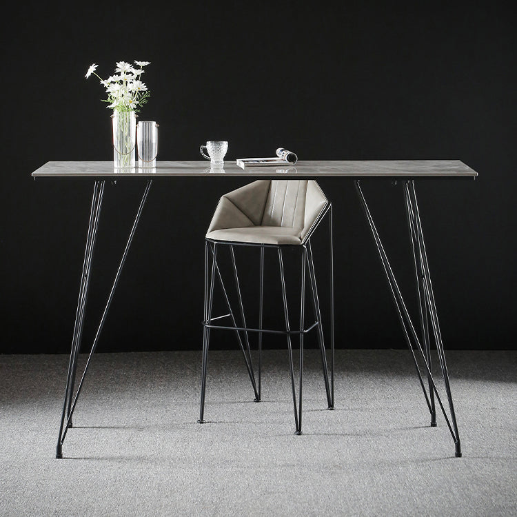 Modern Bar Table Set 1/2/3 Pieces Rectangle Stone Counter Table with High Stools 2 Pieces: Table, 1 Stool Clearhalo 'Bar Furniture' 'furn' 'furn_home_bar_bar_sets' 'Furniture' 'Home Bars & Bar Sets' 'home_bar_bar_sets' 'Kitchen & Dining Furniture' 5796708
