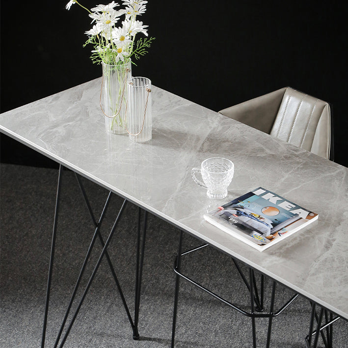 Modern Bar Table Set 1/2/3 Pieces Rectangle Stone Counter Table with High Stools Clearhalo 'Bar Furniture' 'furn' 'furn_home_bar_bar_sets' 'Furniture' 'Home Bars & Bar Sets' 'home_bar_bar_sets' 'Kitchen & Dining Furniture' 5796709