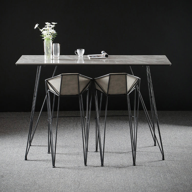 Modern Bar Table Set 1/2/3 Pieces Rectangle Stone Counter Table with High Stools Clearhalo 'Bar Furniture' 'furn' 'furn_home_bar_bar_sets' 'Furniture' 'Home Bars & Bar Sets' 'home_bar_bar_sets' 'Kitchen & Dining Furniture' 5796714